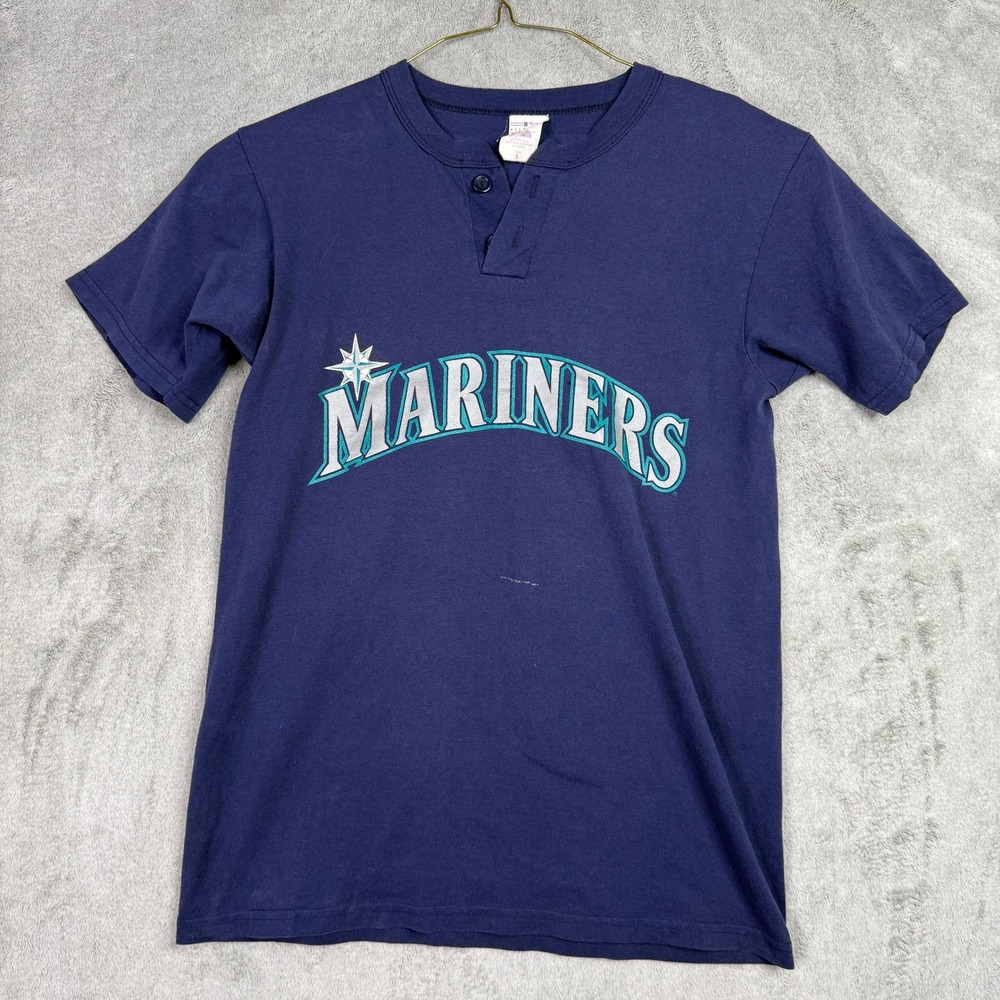 Seattle Mariners Shackleford 38 Baseball Henley T Shirt Navy Blue Size S - Picture 2 of 6